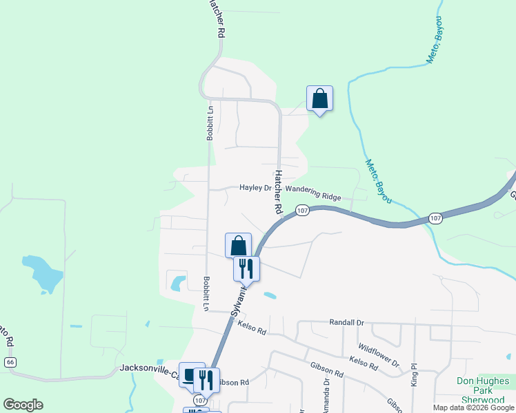 map of restaurants, bars, coffee shops, grocery stores, and more near 1421 Hatcher Rd in North Little Rock