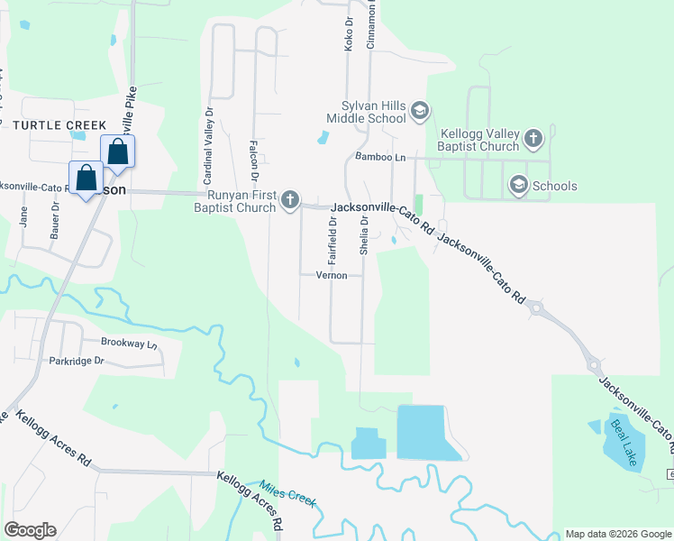 map of restaurants, bars, coffee shops, grocery stores, and more near 19 Fairfield Drive in North Little Rock