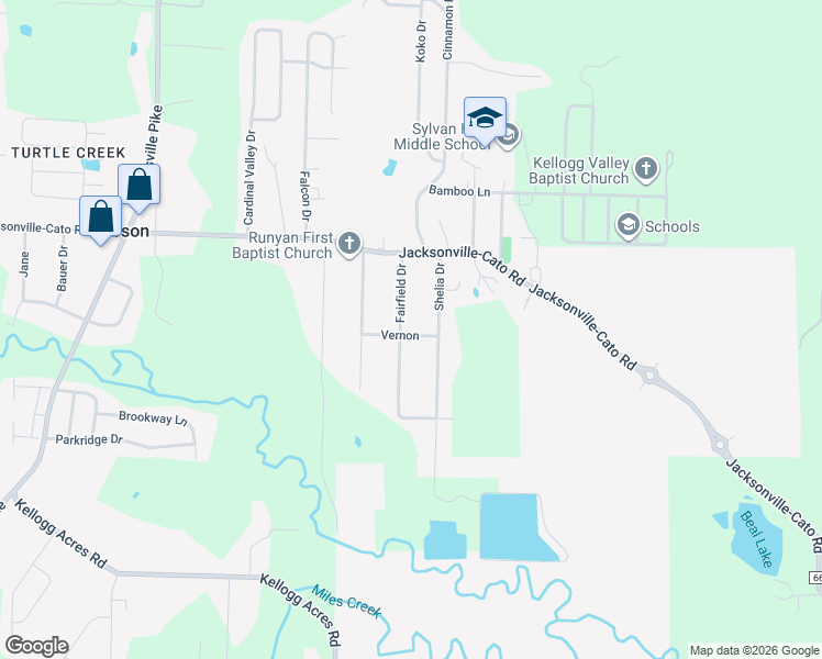 map of restaurants, bars, coffee shops, grocery stores, and more near 19 Fairfield Drive in North Little Rock