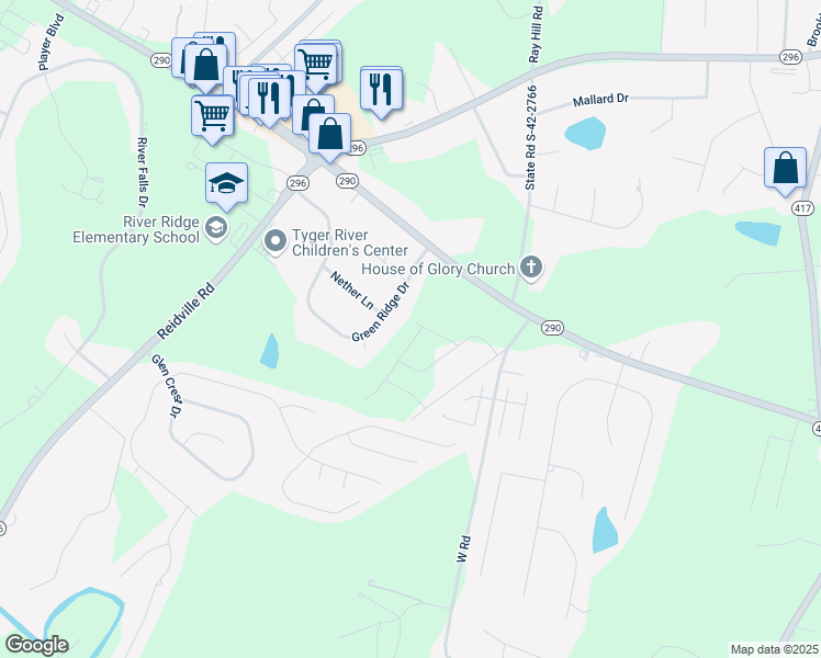 map of restaurants, bars, coffee shops, grocery stores, and more near 230 Green Ridge Drive in Moore