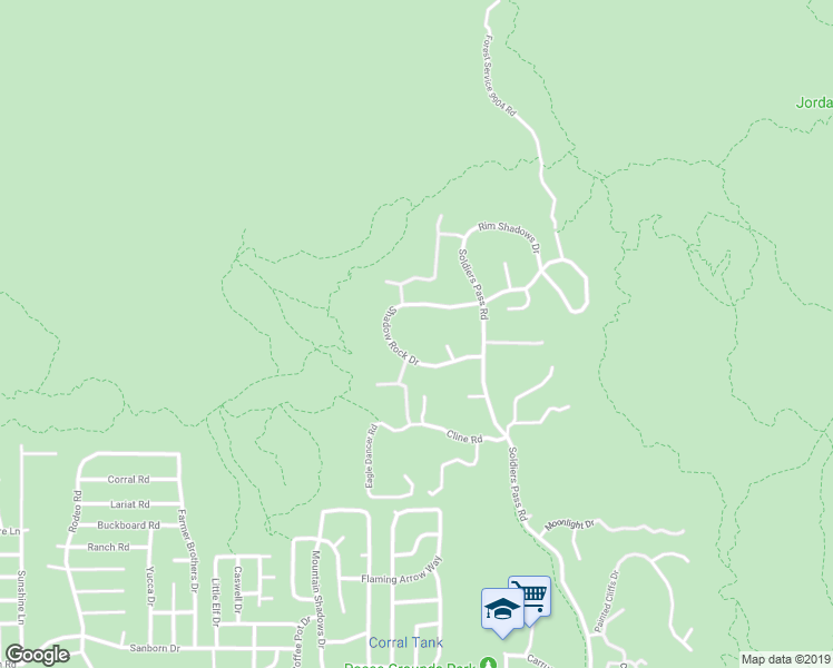 map of restaurants, bars, coffee shops, grocery stores, and more near 160 Shadow Rock Drive in Sedona