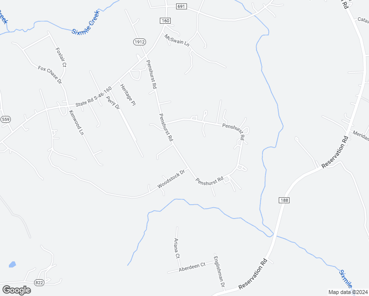 map of restaurants, bars, coffee shops, grocery stores, and more near 3403 Penshurst Road in Rock Hill