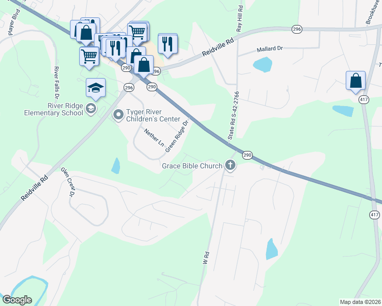 map of restaurants, bars, coffee shops, grocery stores, and more near 230 Green Ridge Drive in Moore