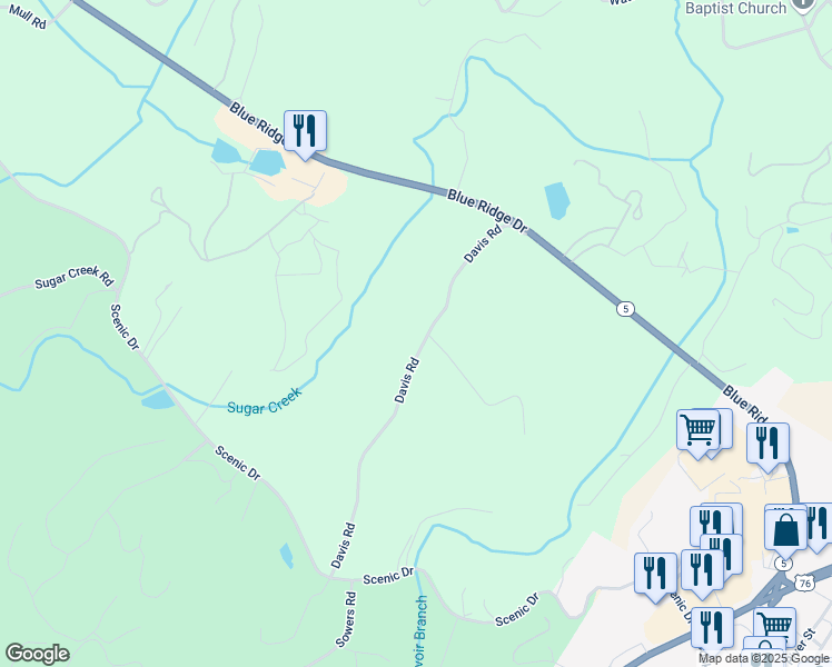 map of restaurants, bars, coffee shops, grocery stores, and more near 370 Davis Road in Blue Ridge