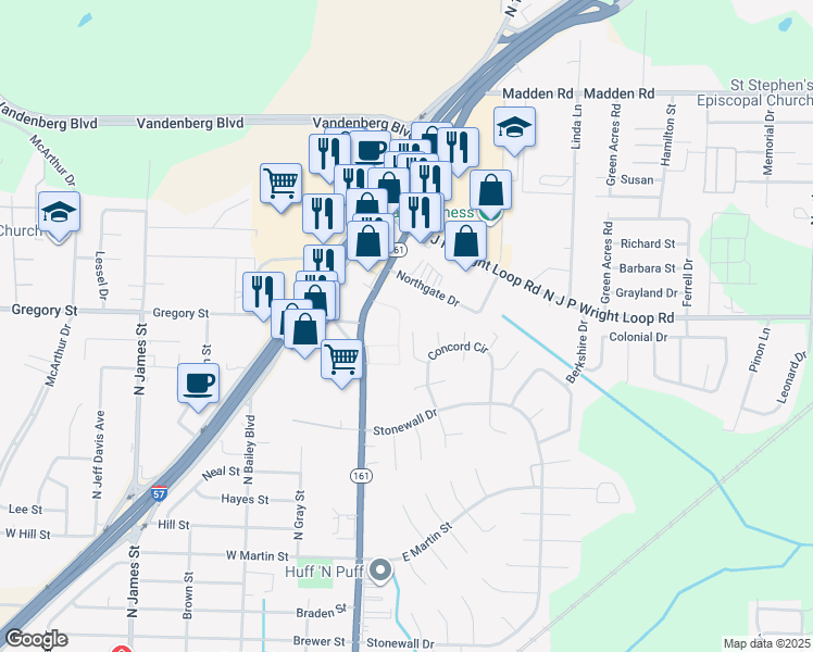 map of restaurants, bars, coffee shops, grocery stores, and more near 111 Halifax Cove in Jacksonville