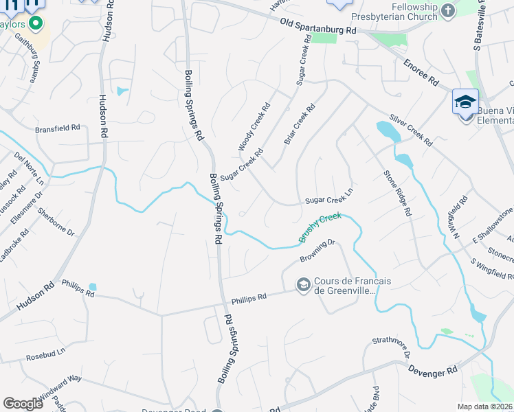 map of restaurants, bars, coffee shops, grocery stores, and more near 109 Cliffwood Court in Greer