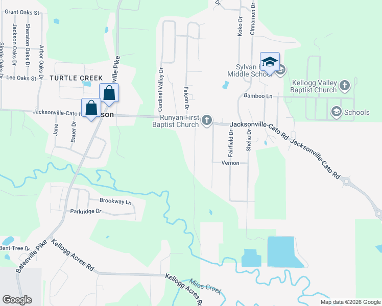 map of restaurants, bars, coffee shops, grocery stores, and more near 15 Lenox Drive in North Little Rock