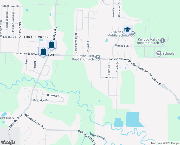 map of restaurants, bars, coffee shops, grocery stores, and more near 15 Lenox Drive in North Little Rock