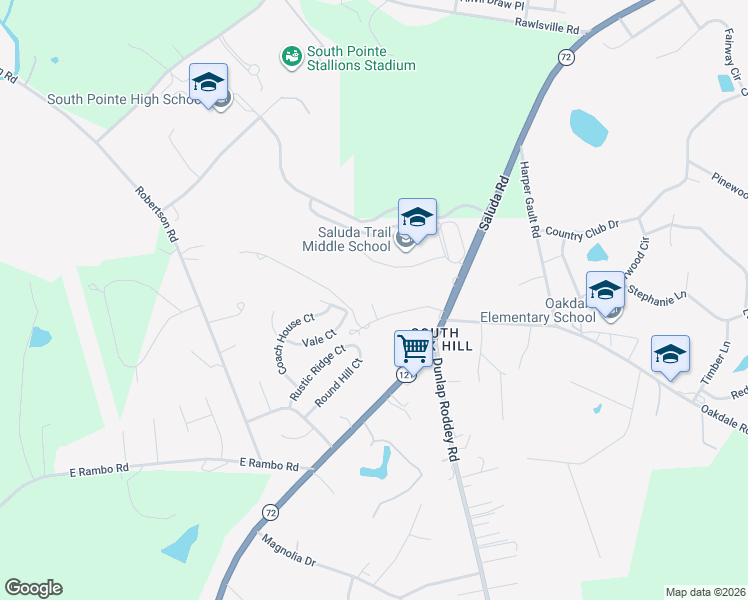 map of restaurants, bars, coffee shops, grocery stores, and more near 695 Forest Road in Rock Hill