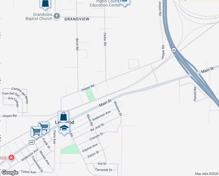 map of restaurants, bars, coffee shops, grocery stores, and more near 25644 Main Street in Barstow