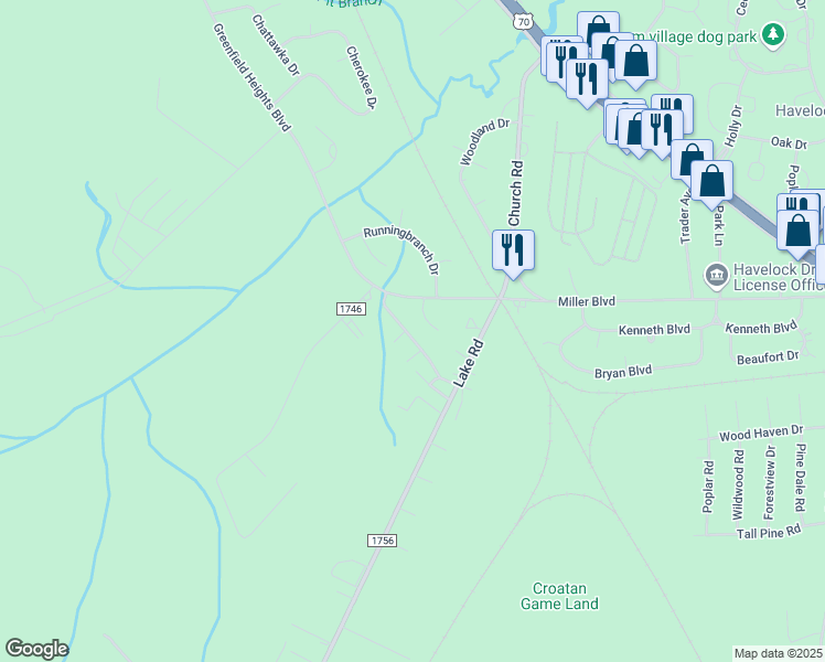 map of restaurants, bars, coffee shops, grocery stores, and more near 137 Apache Trail in Havelock
