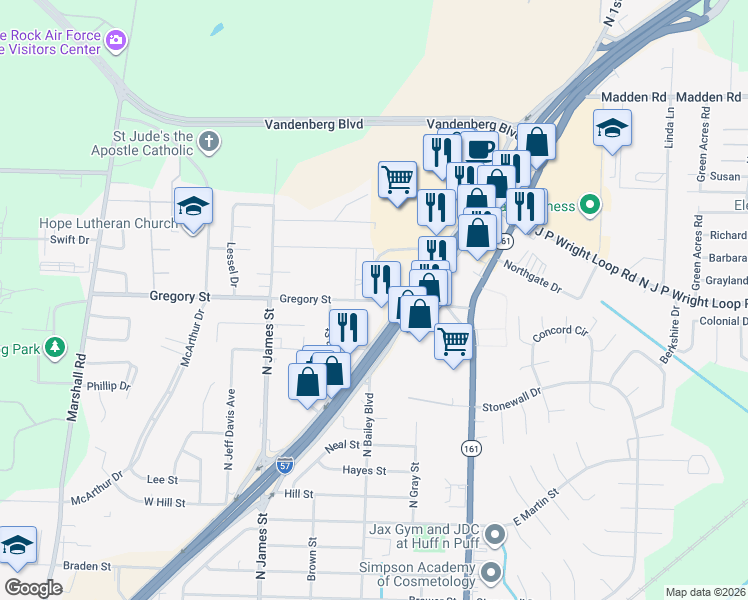 map of restaurants, bars, coffee shops, grocery stores, and more near 700 Gregory Street in Jacksonville