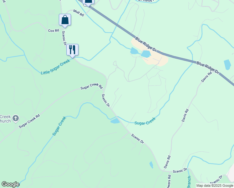 map of restaurants, bars, coffee shops, grocery stores, and more near 1241 Scenic Drive in Blue Ridge