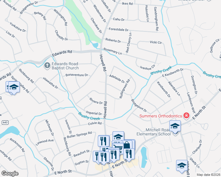 map of restaurants, bars, coffee shops, grocery stores, and more near 4 Melbourne Lane in Greenville