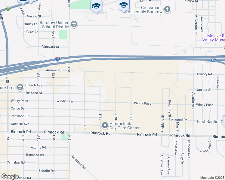 map of restaurants, bars, coffee shops, grocery stores, and more near 28377 Church Street in Barstow