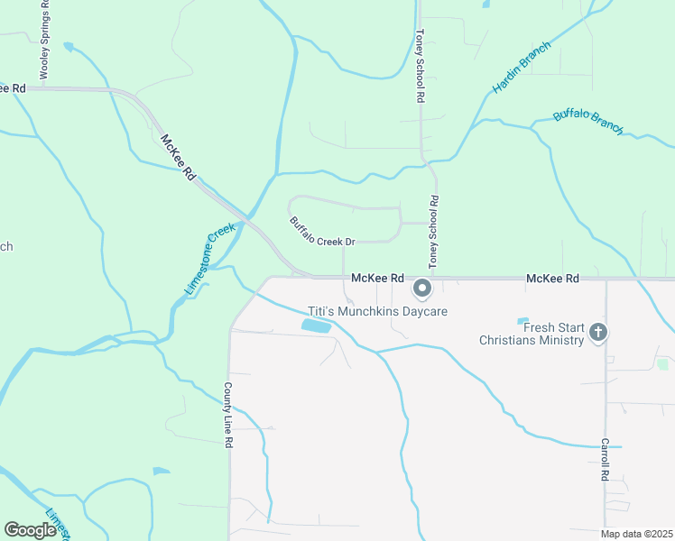 map of restaurants, bars, coffee shops, grocery stores, and more near 1697 McKee Road in Toney
