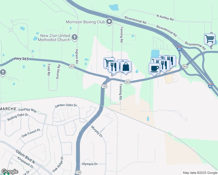 map of restaurants, bars, coffee shops, grocery stores, and more near 14005 Overstreet Road in Maumelle