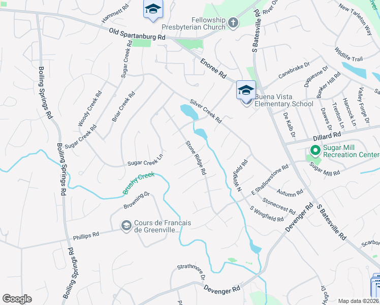 map of restaurants, bars, coffee shops, grocery stores, and more near 208 Stone Ridge Road in Greer