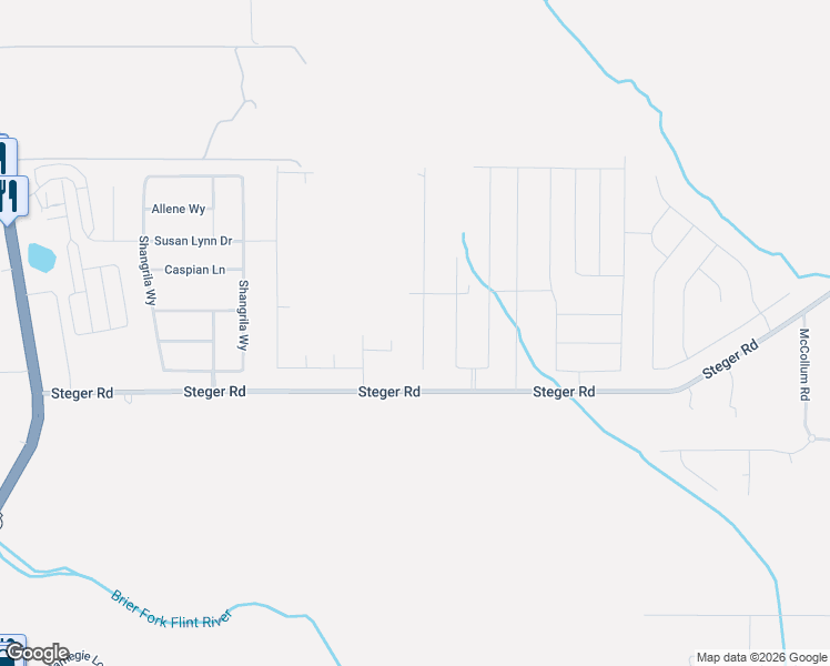 map of restaurants, bars, coffee shops, grocery stores, and more near 112 Brier View Drive in Meridianville