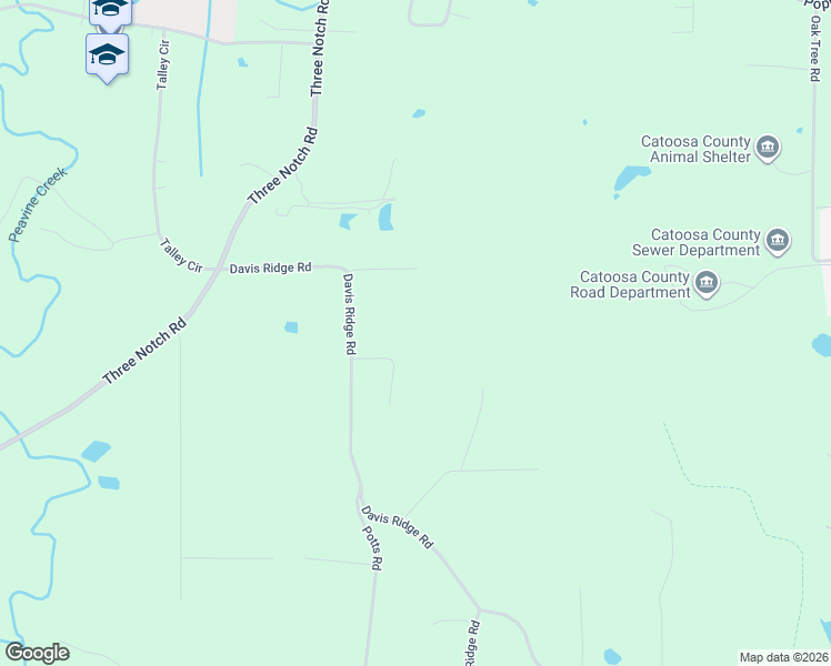 map of restaurants, bars, coffee shops, grocery stores, and more near 417 Davis Ridge Road in Ringgold