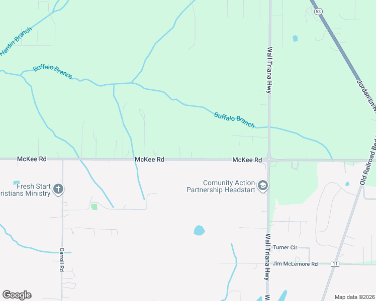 map of restaurants, bars, coffee shops, grocery stores, and more near 1089 McKee Road in Toney