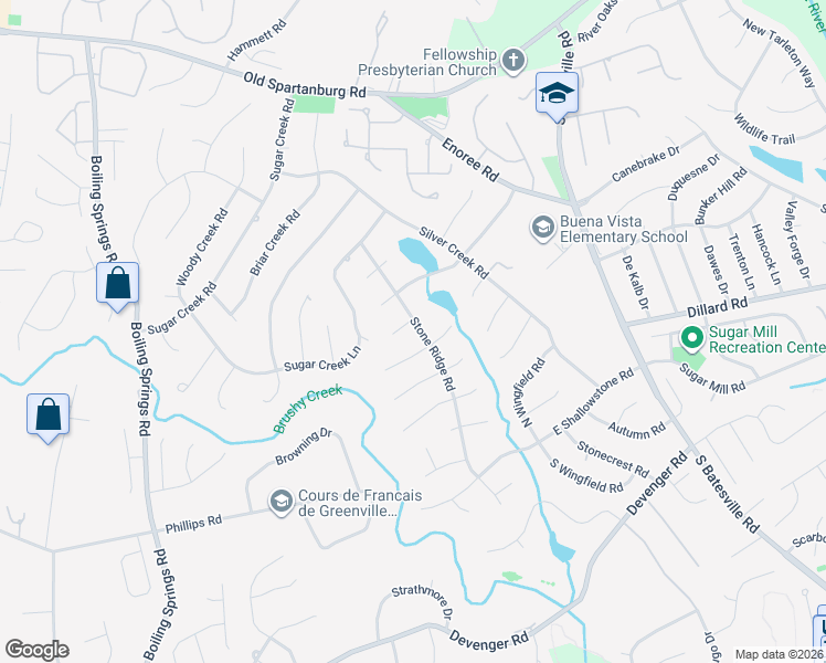 map of restaurants, bars, coffee shops, grocery stores, and more near 208 Stone Ridge Road in Greer