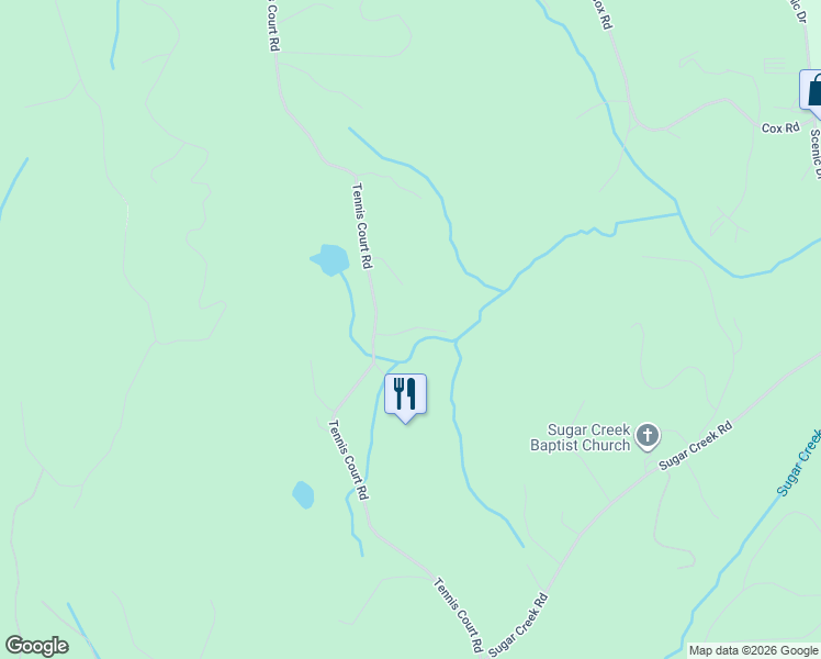 map of restaurants, bars, coffee shops, grocery stores, and more near 2626 Tennis Court Road in Blue Ridge