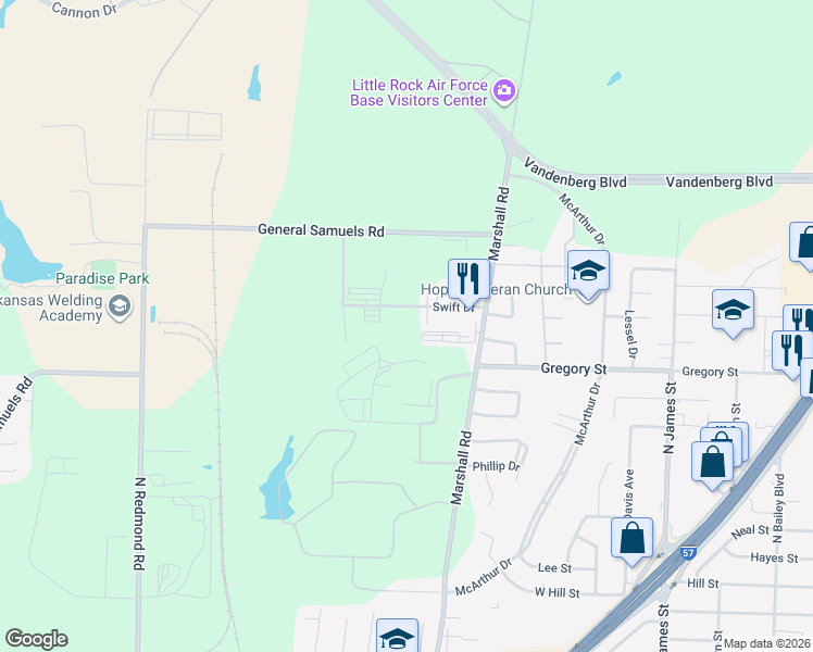 map of restaurants, bars, coffee shops, grocery stores, and more near 1718 Swift Drive in Jacksonville