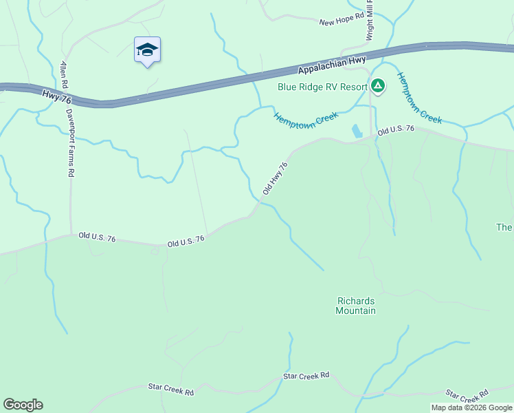 map of restaurants, bars, coffee shops, grocery stores, and more near 12081 Old Highway 76 in Morganton