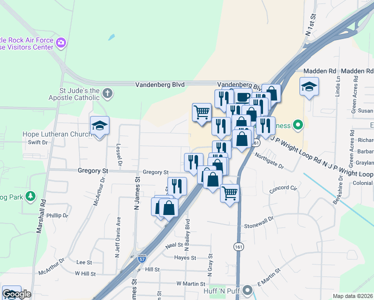 map of restaurants, bars, coffee shops, grocery stores, and more near 504 Parrish Street in Jacksonville