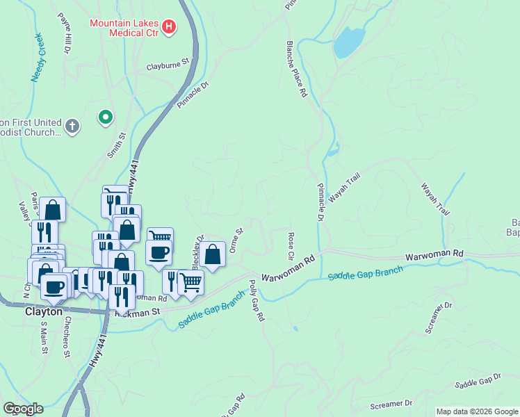 map of restaurants, bars, coffee shops, grocery stores, and more near 198 Avalon in Clayton
