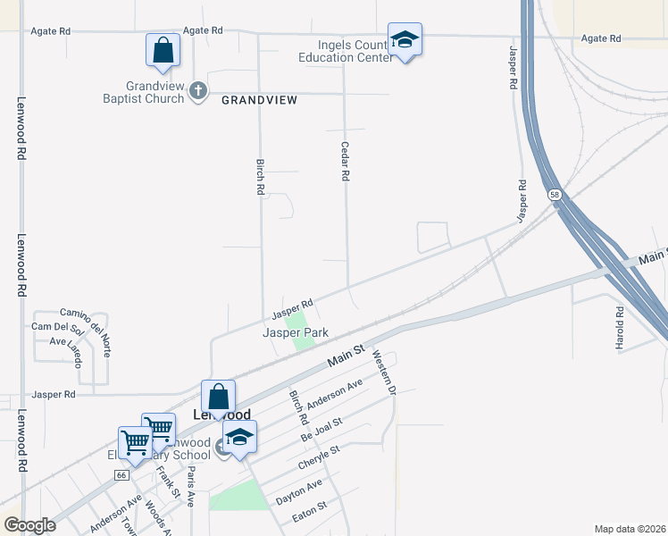 map of restaurants, bars, coffee shops, grocery stores, and more near 34792 Cedar Road in Barstow