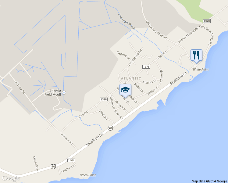 map of restaurants, bars, coffee shops, grocery stores, and more near 231 Shell Road in Atlantic