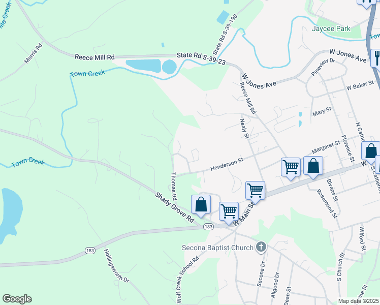 map of restaurants, bars, coffee shops, grocery stores, and more near 310 Windwood Drive in Pickens