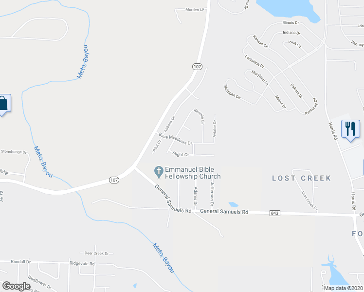 map of restaurants, bars, coffee shops, grocery stores, and more near 6013 Base Meadows Drive in Jacksonville