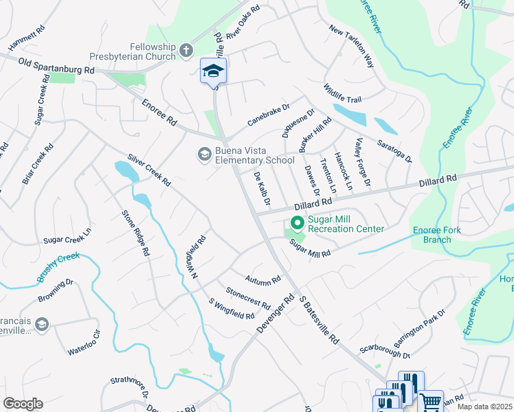 map of restaurants, bars, coffee shops, grocery stores, and more near 411 S-23-312 in Greer