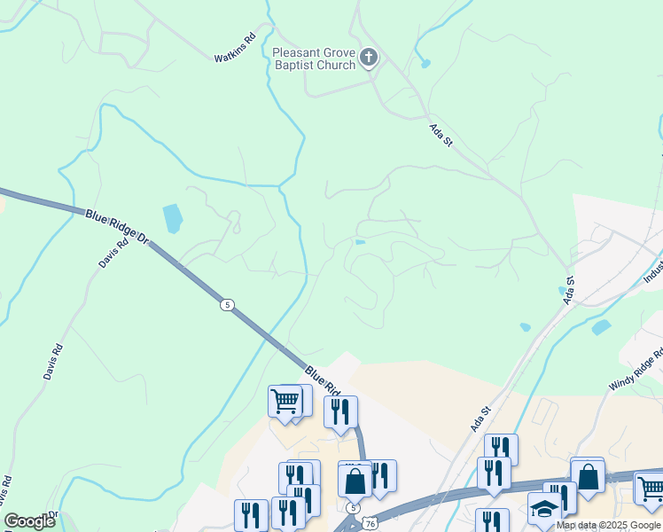 map of restaurants, bars, coffee shops, grocery stores, and more near 238 Trails End Road in Blue Ridge