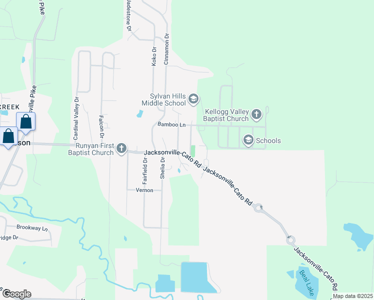 map of restaurants, bars, coffee shops, grocery stores, and more near 3 Teakwood Drive in North Little Rock