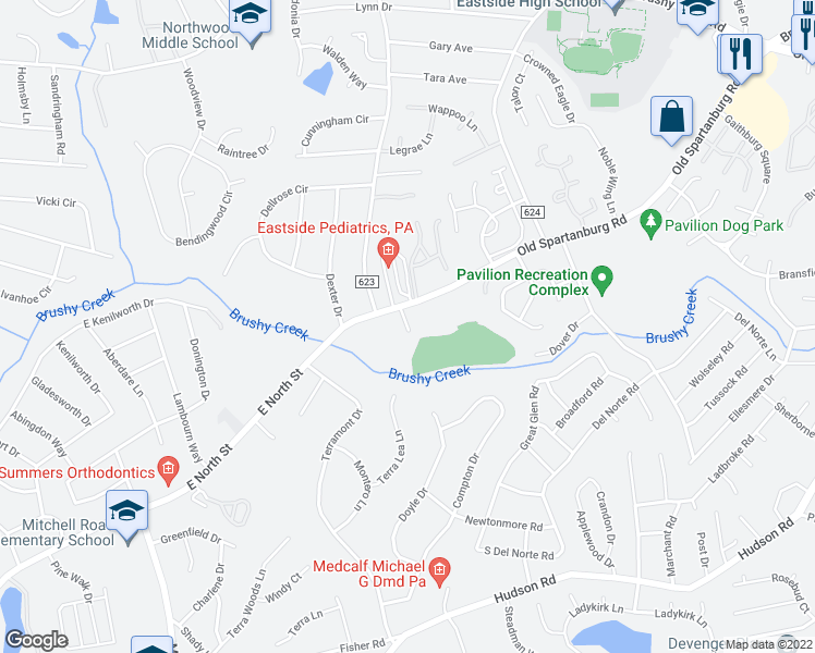 map of restaurants, bars, coffee shops, grocery stores, and more near 8 Golden Eagle Way in Taylors