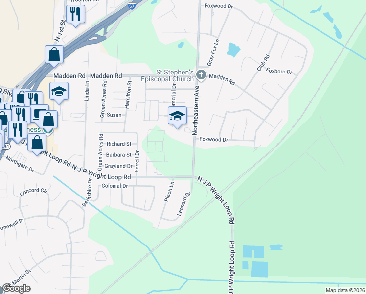 map of restaurants, bars, coffee shops, grocery stores, and more near 1919 Northeastern Avenue in Jacksonville