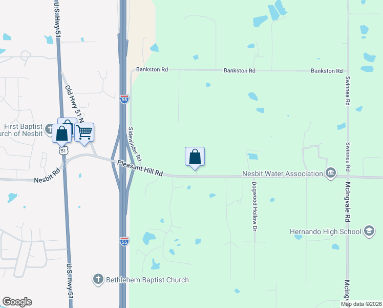 map of restaurants, bars, coffee shops, grocery stores, and more near 1612 Jackson Road in DeSoto County