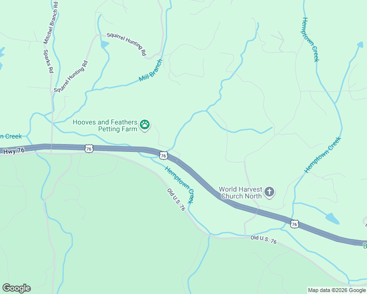 map of restaurants, bars, coffee shops, grocery stores, and more near 48 Turning Lay Creek Road in Morganton