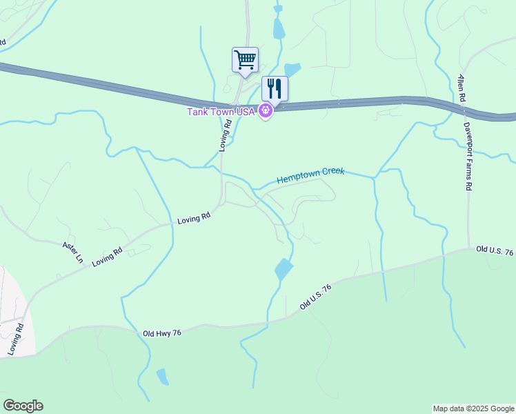 map of restaurants, bars, coffee shops, grocery stores, and more near 984 Loving Road in Morganton