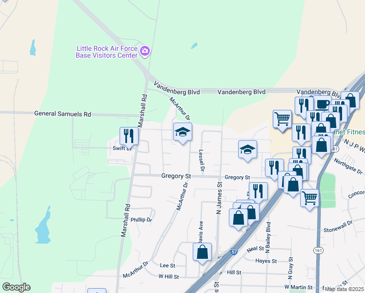 map of restaurants, bars, coffee shops, grocery stores, and more near 1904 McArthur Drive in Jacksonville