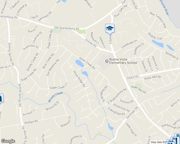 map of restaurants, bars, coffee shops, grocery stores, and more near 104 Lake Water Court in Greer