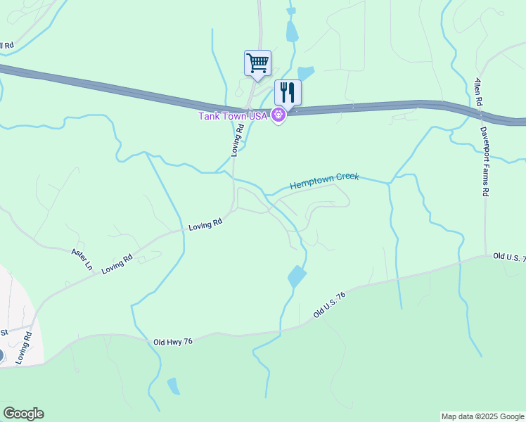 map of restaurants, bars, coffee shops, grocery stores, and more near 984 Loving Road in Morganton