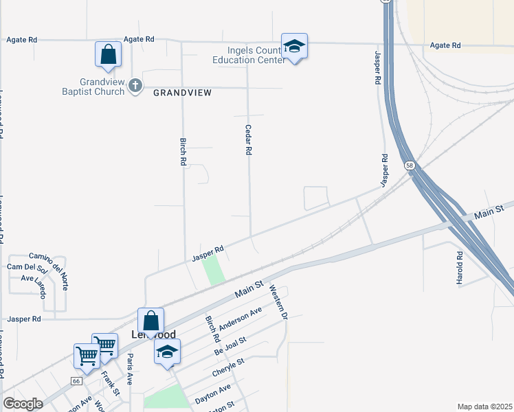 map of restaurants, bars, coffee shops, grocery stores, and more near 34837 Cedar Road in Barstow