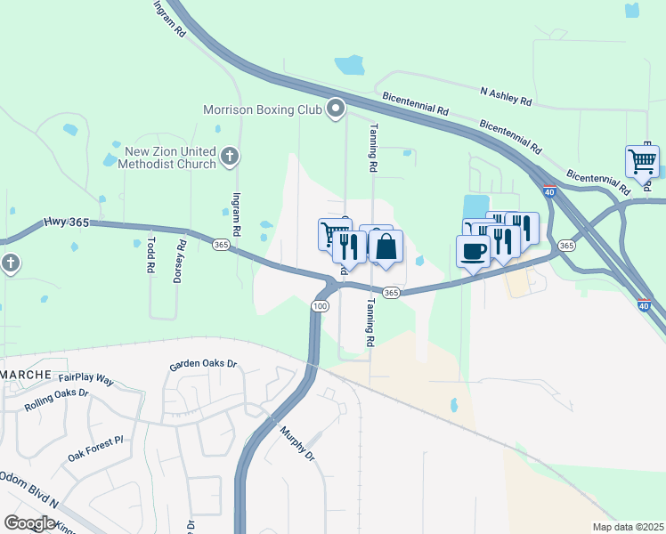 map of restaurants, bars, coffee shops, grocery stores, and more near 21510 Arkansas 365 in Maumelle