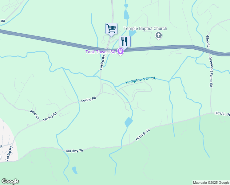 map of restaurants, bars, coffee shops, grocery stores, and more near 984 Loving Road in Morganton
