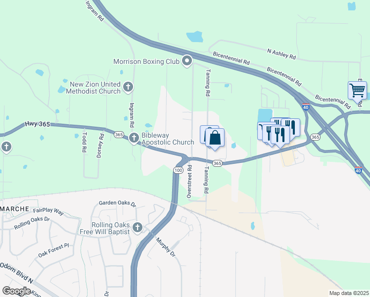 map of restaurants, bars, coffee shops, grocery stores, and more near 21510 Arkansas 365 in Maumelle